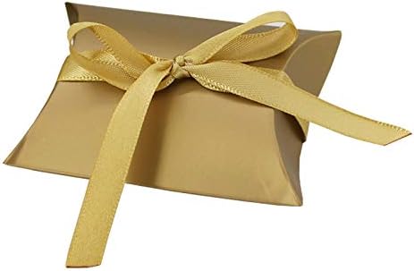 Amazon Com Gold Pillow Boxes With Gold Ribbon Golden Candy Boxes