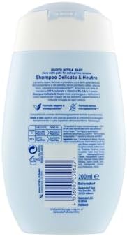 Champô Baby Gentle e neutro de 200 ml, com proteção contra lágrimas, sem sulfatos para cabelo macio e sem embaraços
