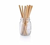 Bamboo Straws. Reusable Bamboos Straws Alternative to Plastic Kids Straws. Includes 10 Organic Natural Bamboo Drinking Straws and 1 Cloth Bag for Easy Storage. 3 Sizes (20 cm)