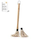 GRILLHOGS | Grill Basting Brush | Professional Barbecue Brush | Machine-Washable Cooking Mop Heads | 18 Inch Wooden Long Handle