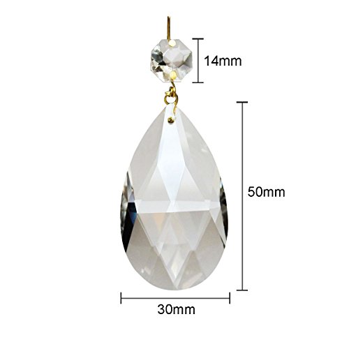 Adecco LLC 10Pcs Clear Crystal Teardrop Chandelier Prism Pendants Shiny Glass Crystals Beads for Light Lamp, Jewelry Making.
