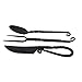 AleHorn Hand Forged Wrought Iron Viking Camping Silverware Set Cutlery with Leather Pouch Casethumb 1