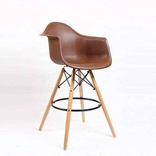 XNLIFE Bar Stools Plastic Beech Wood Modern Simple Style Indoor Outdoor Bistro Cafe High chair (Color : Brown)