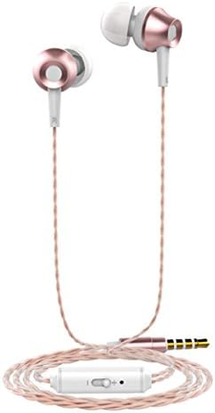 Fineser Ephone In-Ear Earbuds Headphones , Wired Stereo Bass 3.5mm Earphones with Mic, Compatible with All Mobile Phones,Music Players,Portable Gaming Devices and Computers (Rose Gold)