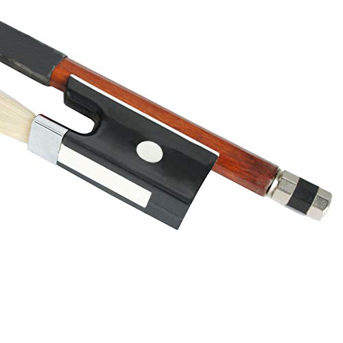 4/4 Full Size Violin Bow Black Handle Handmade Well Balanced Arbor White Horse Hair Fiddle Music Instrument Accessories - Thumbnail 4