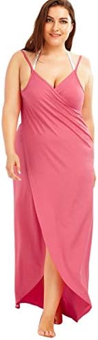 Sentaoa Women's Beach Bikini Cover Up Wrap Backless Sling Dress Solid Color V-Neck Beach Dress Strap Swimwear Sundress