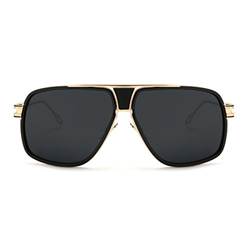 AEVOGUE Aviator Sunglasses For Men Goggle Alloy Frame Brand Designer AE0336 (Gold&Black, 62)