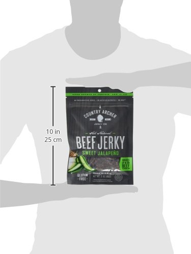 Country Archer 100% Grass-Fed Gluten Free Beef Jerky, Sweet Jalapeno, 3 Ounce