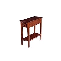 Phoenix Home Tilburg Chair-Side Solid-Wood End Table with Drawer and Bottom Shelf, Cherry Oak