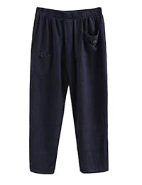 Pantalones de lino con cintura elástica para dama