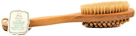 Best Wet or Dry Massage Body Brush With Two Heads to Remove Dead Skin, Improve Circulaton, Promote Soft, Smooth, Healthy Glowing Skin and Reduce Toxins, Cellulite, and Exfoliate Lymphatic Scrub Brush