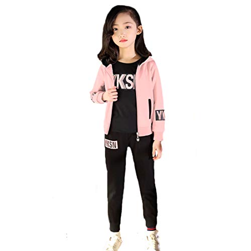 Amazon 子供 ジャージ 上下セット 女の子 スウェット セットアップ キッズ スポーツウェア ジュニア ガールス 3点セット おしゃれ 春秋 通学 部屋着 レッド 140cm ジャージ 通販