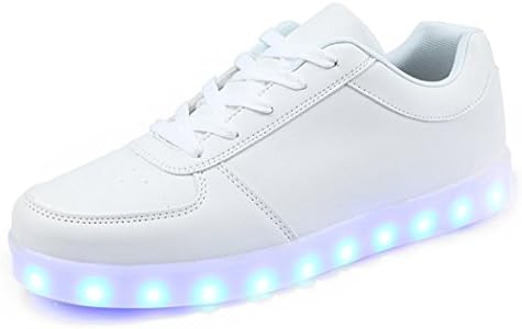 USB Rechargeable LED Shoes Fashion Sneakers Flashing Shoes For Mens Women(White 42/11 B(M) US Women/8.5 D(M) US Men)