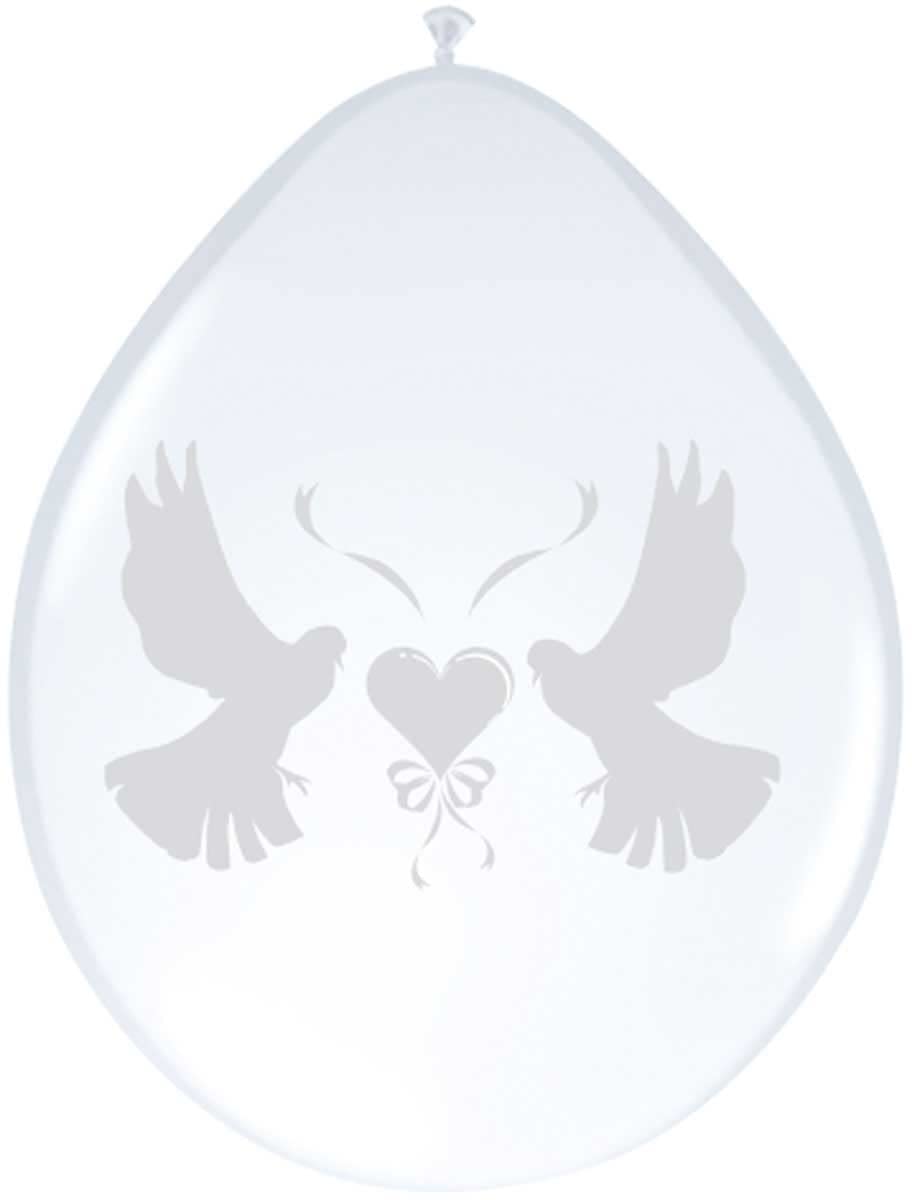 Folat - White Color Wedding Balloons With Romantic Doves - 12In / 30cm - 8 pieces