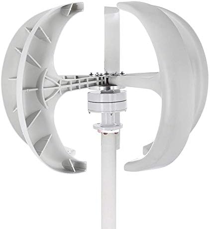 1000W Wind Turbine Generator, 12V 24V Lantern Type Vertical Axis 5-Blade Outdoor Windmill Power Kit with Controller, for Power Supplementation (White, 24V)
