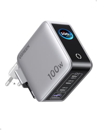 UGREEN Nexode Pro 100W Chargeur Rapide USB C 4 Ports avec Écran Intelligent GaN Compatible avec iPhone 17 Pro Max Air 16 15 14 13 Galaxy S26 S25 S24 Pixel 10 9 iPad MacBook Neo Air Pro M5 M4 M3 M2 M1