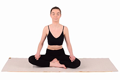 Harmony Idea Organic Yoga Towel for mat. Natural linen towels - non slip, for Hot Yoga, Bikram and Pilates. (Gray, 68" x 24")