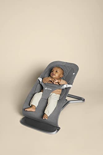 Transat évolutif Evolve Ergobaby 3-en-1 pour bébés et bambins de 2,5 à 13,2 kg - Transat bébé multi-positions avec hauteurs réglables, harnais sécurisé et insert nouveau-né, Charcoal Grey