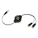 ReTrak Retractable 3.5mm Male to Dual 3.5mm Female Audio Cable (ETCableSPLIT)