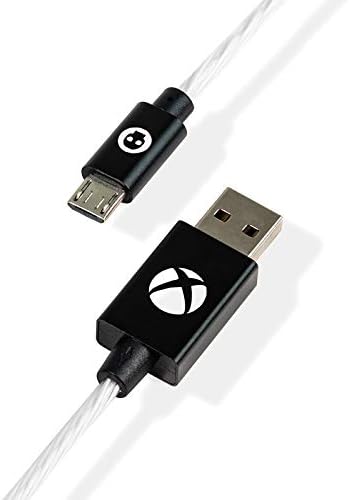Numskull NS2179 Official Xbox One Micro USB Cable Green LED Cable 1.5m, Fast Charging Play and Charge Lead