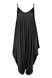 Oops Outlet Women's Thin Strap Lagenlook Romper Baggy Harem Jumpsuit Playsuit S/M (US 4/6)