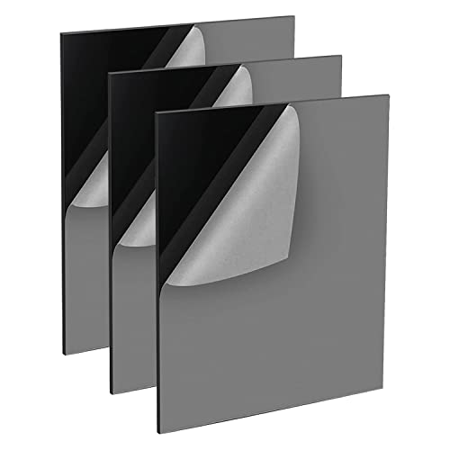 QEEYON 3 Pcs Black Acrylic Sheets, 2mm Black Gloss Acrylic Plastic Sheet Panel with Protective Paper for Sign DIY Craft Cutting Painting Photography Display Stand (A4,29.7X 21cm)