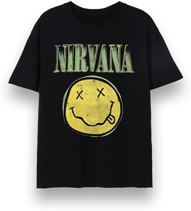 Nirvana Smiley Face T-Shirt for Men | Black Short Sleeve Graphic