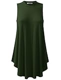 URBANCLEO Womens Mock Neck Sleeveless eLong Tunic Top Shirt OLIVE 2XLARGE