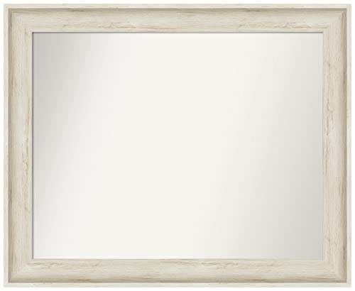 Amanti Art Ivory Bathroom Mirror for Over Sink, 27x33 Regal Birch Cream Rectang…