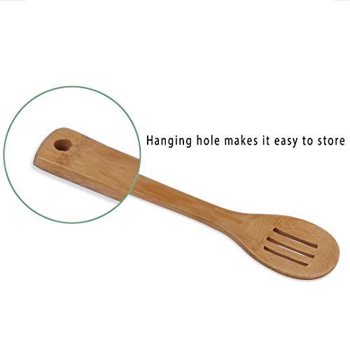 Artmeer Bamboo Utensil Set,Wooden Cooking Spoons and Spatulas,Kitchen Tools,Perfect for Nonstick Pan and Cookware - Thumbnail 6