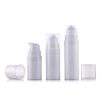 6Pcs 5ml/10ml/15ml White Empty Portable Refillable High-grade Plastic Airless Vacuum Pump Bottle Vial Travel Mini Bayonet Cream Lotion Toner Container Pot (5ml)