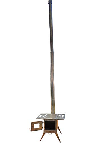 DACHEL Outdoor Tent Wood Stove with Pipe (Stainless Steel Cube Stove, 151518/88inch) - Thumbnail 4