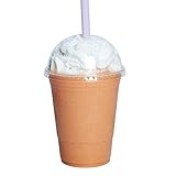 COMFY PACKAGE 50 Sets 16 oz. Plastic CRYSTAL CLEAR Cups with Dome Lids for Cold Drinks, Iced Coffee, Bubble Boba, Tea, Smoothie etc. (Dome Lids)