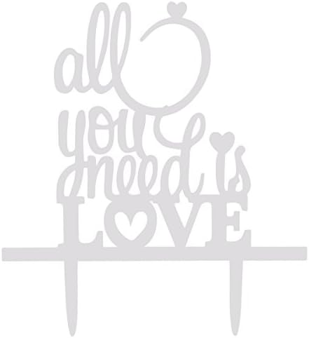 Grinde NO Personalized Wedding Cake Topper Decoration Silhouette All Your Need Is Love, White