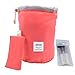 Travel Cosmetic Bags Barrel Makeup Bag,Women&Girls Portable Foldable Cases,EUOW Multifunctional Toiletry Bucket Bags Round Organizer Storage Pocket Soft Collapsible(Rosered)