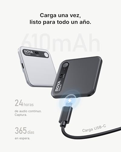 BOYA Notra Grabadora de Voz AI, Control por Aplicación, Transcripción y Resumen con Tecnología IA, 64GB de Memoria, Grabadora de Audio para Conferencias, Reuniones, Llamadas Negro