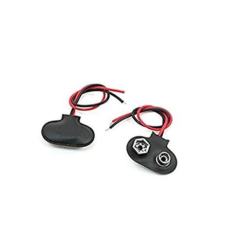 10 Pack 9V Battery Clip Connector, T Type Faux Leather Long Cable Housing Connection