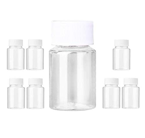 HLLMX 8 PCS Plastic Clear Empty Bottle Pill Bottle
