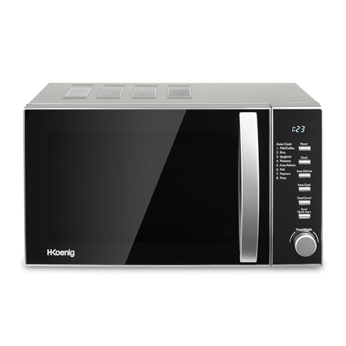 H.Koenig Vio2 – Micro-Ondes Multifonction Compact 20L, 700W, Plateau Tournant 24,5Cm, 6 Niveaux De Puissance, Décongélation Express, Minuterie Jusqu’À 60 Min – Design Miroir Noir