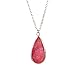 Women's Gold Plated Chain Wrapped Natural Stone Crystal Drop Pendant Necklace