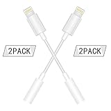 2 Pack Compatible iPhone Headphone Adapter, Compatible iPhone 7/7Plus iPhone XR、X 、Xs 、Xs MAX Adapter Headphone Jack, CaseyPop Lightning to 3.5 mm Headphone Adapter Compatible iOS10 &12 Accessories