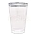 DRINKET Silver Plastic Cups 14 oz Clear Plastic Cups / Tumblers Fancy Plastic Wedding Cups With Silver Rim 50 Ct Disposable For Party Holiday and Occasions SUPER VALUE PACK
