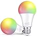 Smart WiFi Light Bulb 2 Pack, A19 LED Dimmable Multicolored RGB + W, E26 Base Type, 85W Equivalent (10W), Work with Alexa & Google Assistant, No Hub Required