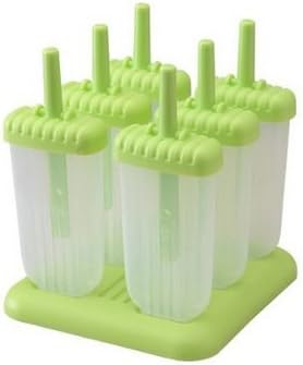 Samia 6 Pcs Square design Ice Cream Pop Molds Maker Popsicle Molds Frozen Ice Cream Yogurt Jelly Pop Mold Popsicle Maker Lolly Mould Tray Pan Set for Kids/Children-Green 1