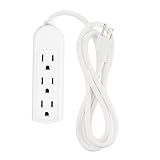 Epicord 15ft SPT-3 16/3 indoor extension cord White,[ETL Listed] 3-Outlet Power Strip 300V,15FT Extension Cord Wall Mount With 3 Prong Grounded For Entertainment Room,Living Room,Office