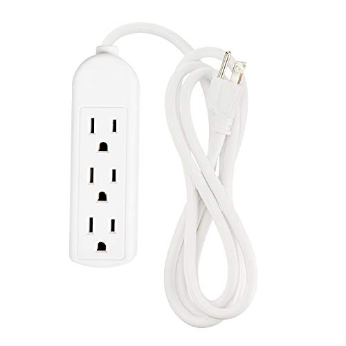 Epicord 15ft SPT-3 16/3 indoor extension cord White,[ETL Listed] 3-Outlet Power Strip 300V,15FT Extension Cord Wall Mount With 3 Prong Grounded For Entertainment Room,Living Room,Office