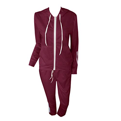 image for Dasuy Fashion Women Casual Tracksuit Set Ladies Hooded Stripe Zipper L