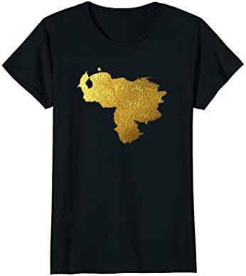 Womens VENEZUELA GOLDEN MAP TSHIRT Medium Black