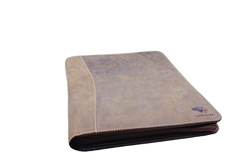 Premium Genuine Leather RFID Blocking Business Portfolio/Professional Organizer with Zipper Black by Lowenherz (14.25 x 10.75 x 1.15, Brown Crazy Horse)
