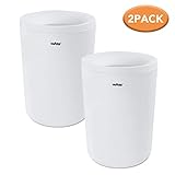 TOPSKY 2 Pack Trash Can, Small Garbage Can Round Wastebasket for Narrow Spaces at Home or Office, 2.3 Gallon (8L) Capacity, Matte Plastic, White